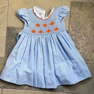 Light Blue Pumpkin Smocked Dress 24m